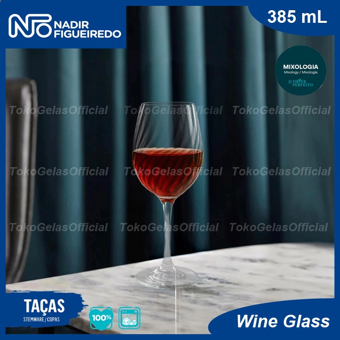 Nadir Gelas Kaki Red Wine 385 ml - Gelas Wine - Gelas Kaca - Gelas Souvenir - Wine Glass