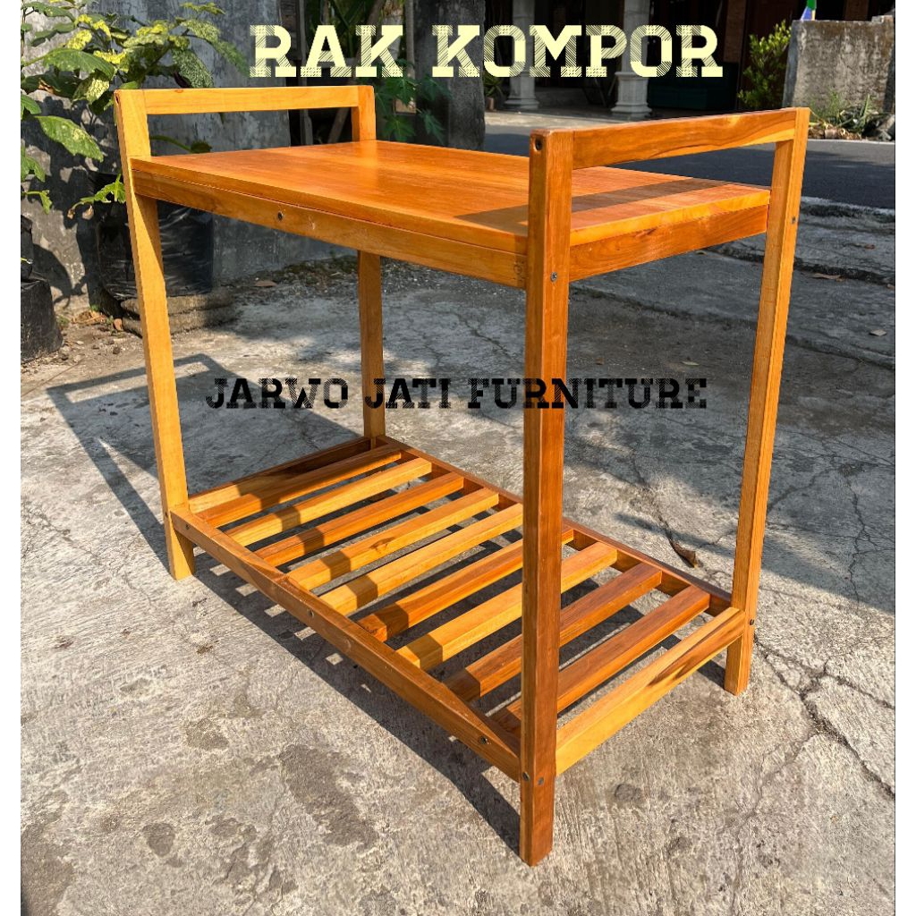 Rak Kompor/rak dapur/rak magicom premium kayu Jati kombinasi papan kayu mahoni solid