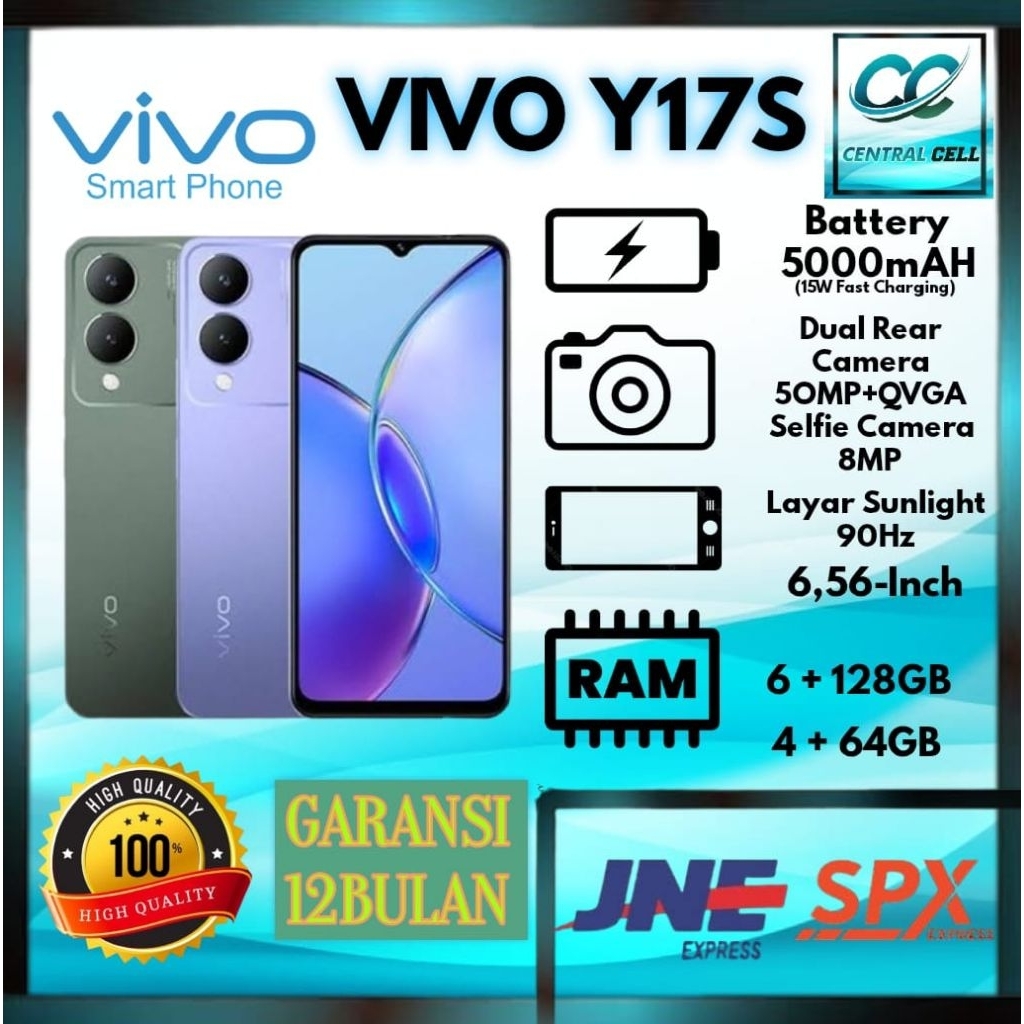 [NEW PROMO] HP VIVO Y17S ORI RAM 6+128GB GARANSI 1 TAHUN { Battery 5000mAh + Display 6,56 Inches + A