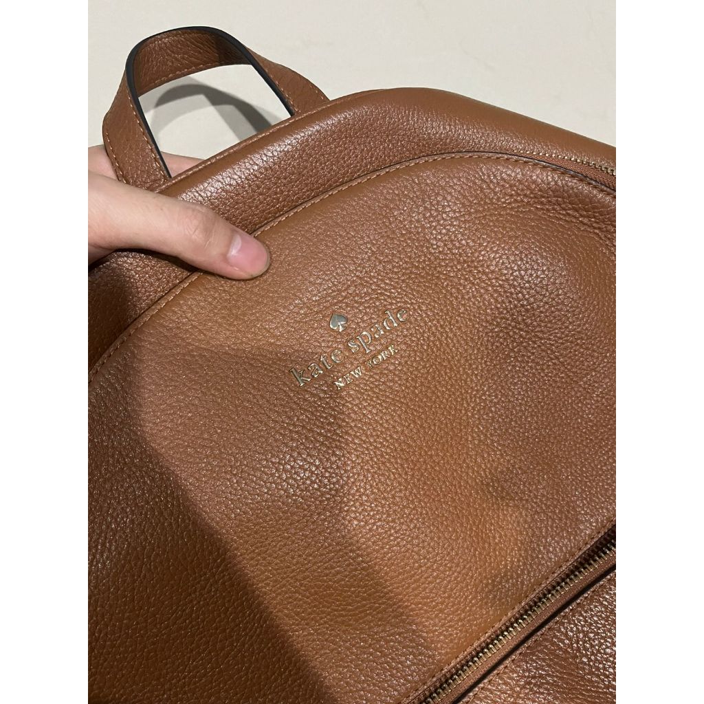 Kate Spade NY Leila Dome Backpack Warm Gingerbread Pebbled Leather // ORIGINAL