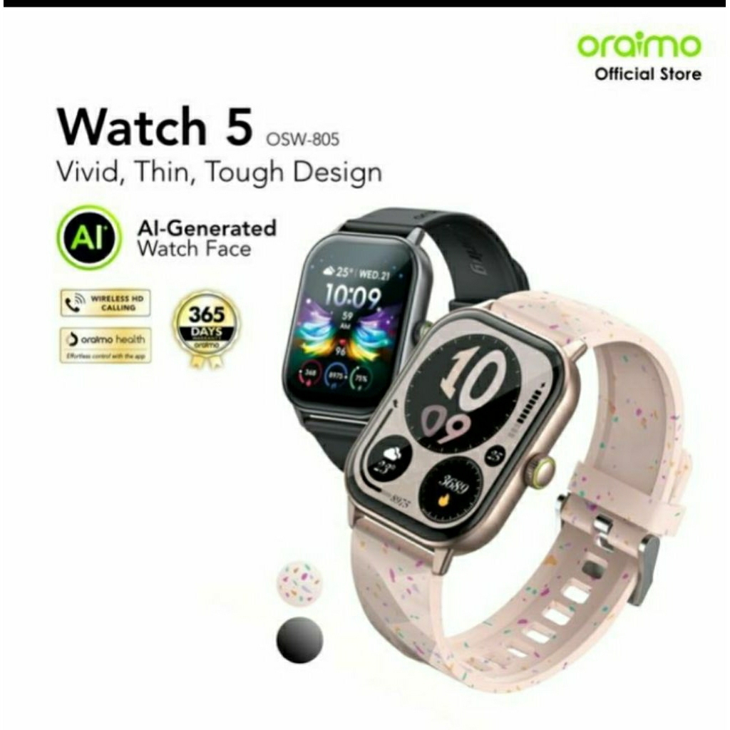ORAIMO SmartWatch Watch 5 OCW-805 Jam Tangan Pintar Health Wireless Call Dustroof