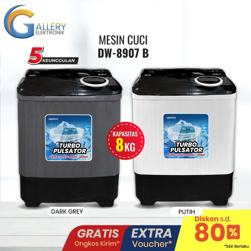 Denpoo Mesin Cuci 2 Tabung DW 8907B