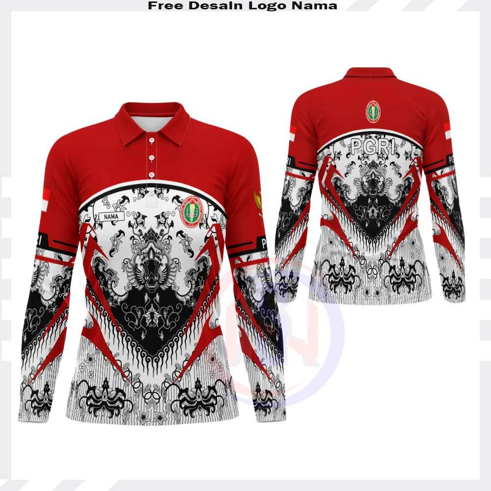 BAJU PGRI WANITA KAOS POLO BATIK PGRI / KAOS OLAHRAGA JERSEY PGRI WANITA