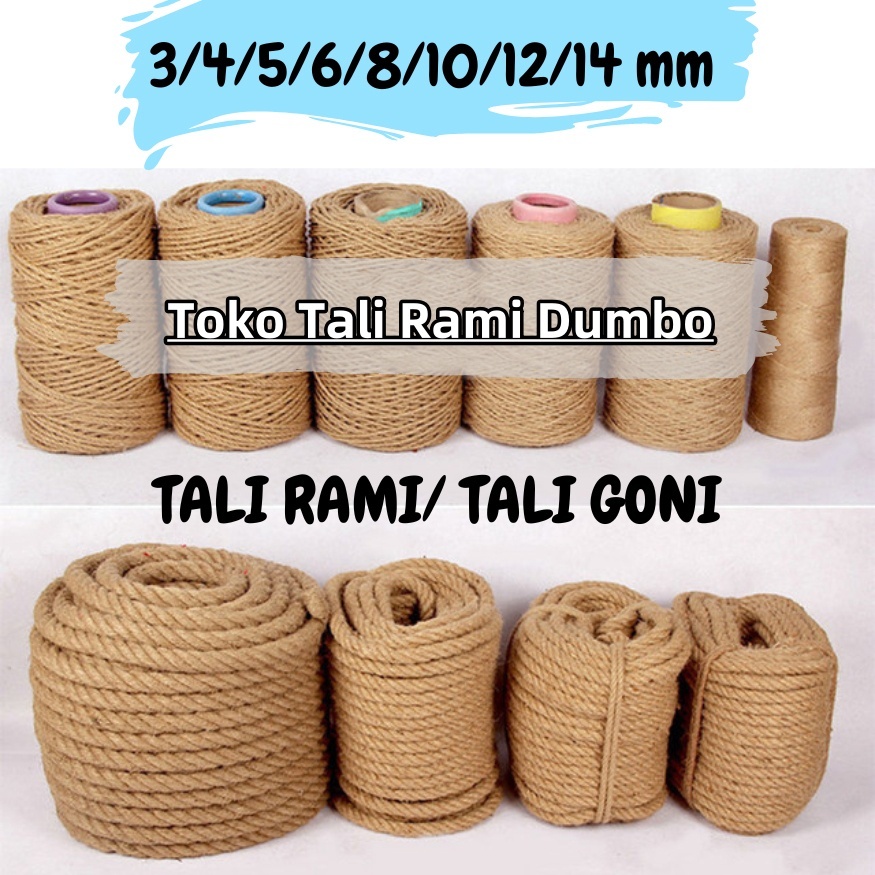 

Tali rami 3mm s/d 14mm PER METER Tali goni / Garukan Kucing / Tali kerajinan tangan / Tali DIY / Tali Tambang / Tali Serat goni / Tali Agel / Tali mend