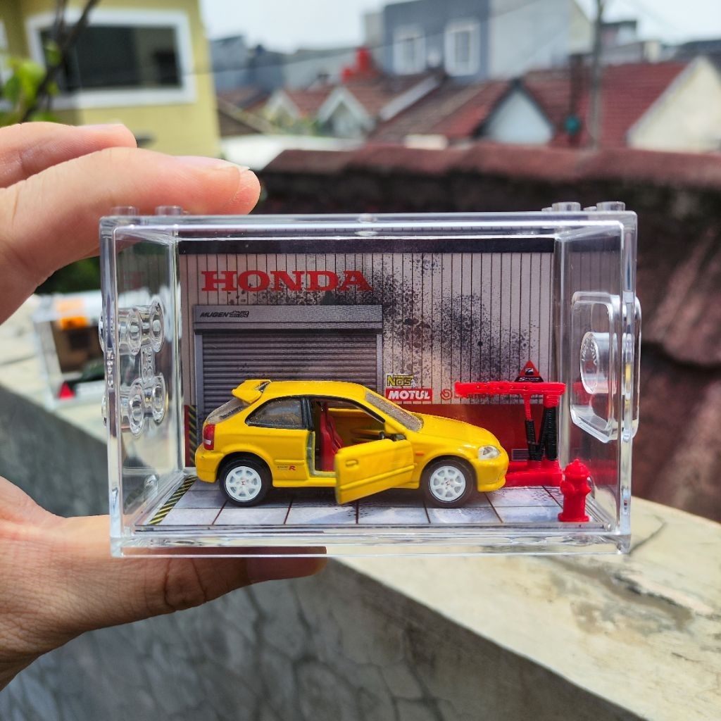 DIORAMA DIECAST HONDA GARASI - MINI DIORAMA - DIORAMA MINI WITH ACCRYLIC - PAJANGAN DIECAST - ACRYLI