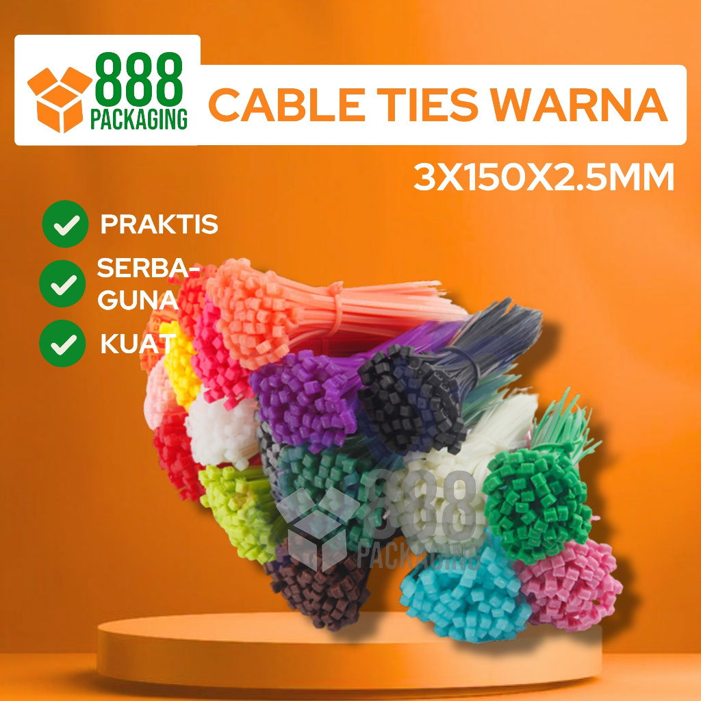 

CABLE TIES ZIPLOCK NYLON WARNA-WARNI KUAT 3X150MM TERMURAH KABEL TIE