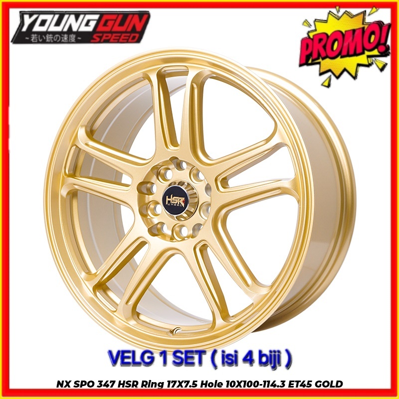 Velg mobil ring 17 NX SPO 347 HSR R17 GOLd cocok Hrv,Brv ,Wrv,Ertiga,Xl7,Mazda ,Rush,Terios,Wuling