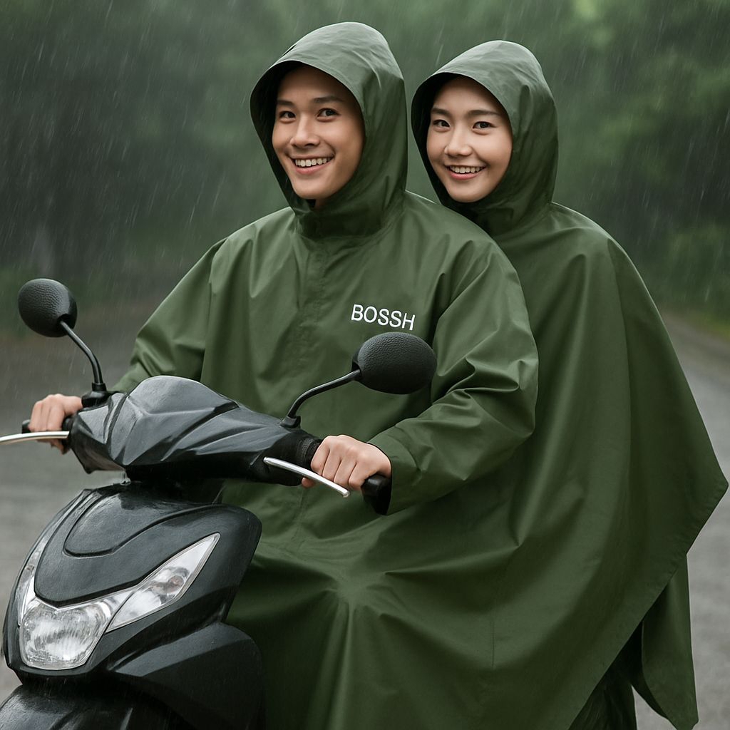 JAS HUJAN MOTOR PONCO 2 KEPALA (Tanpa celana ATASAN SAJA) DOBEL PONCO 2IN1 JUMBO PVC.