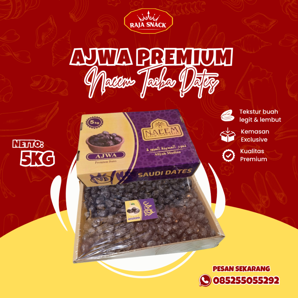 

Kurma Ajwa Original Curah 1Kg Dan 500Gr Buah Tebal Lembut Khas Arab Premium Oleh-oleh Umroh Haji