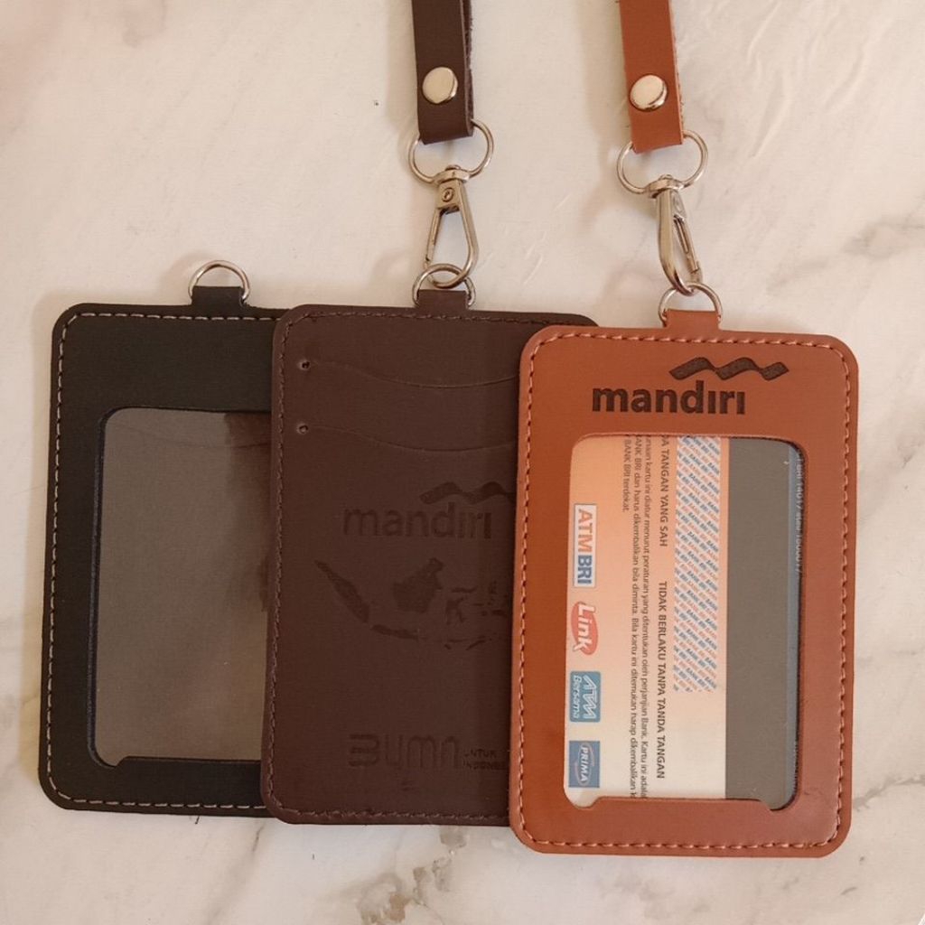 

Name Tag ID card Kulit Holder cu5tom logo tulisan Name Tag Lanyard 2 slot|Kartu Id Card Kulit Termurah