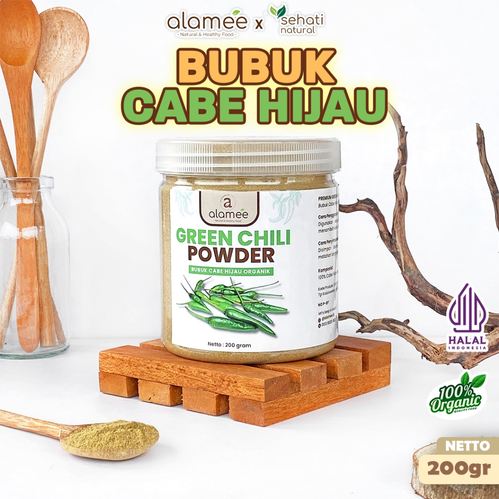 

ALAMEE Bubuk Cabe Hijau Green Chili Seasoning Powder Bumbu Masakan Dapur Murni Tampa Campuran 200gr