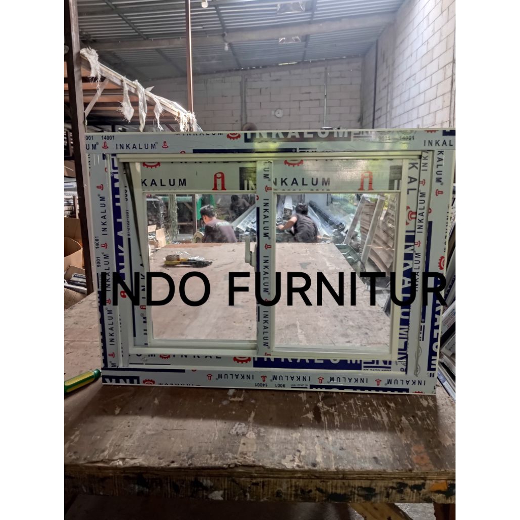 T60 x L70 JENDELA SLIDING/GESER ALUMINIUM KOMPLIT + KUSEN 4IN