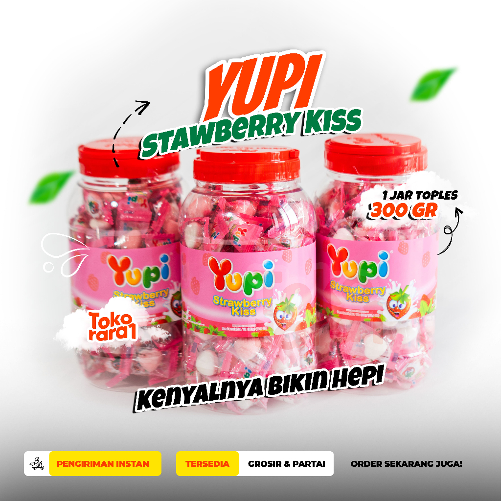 

Yupi Kiss Strawberry Jar Toples 300gr