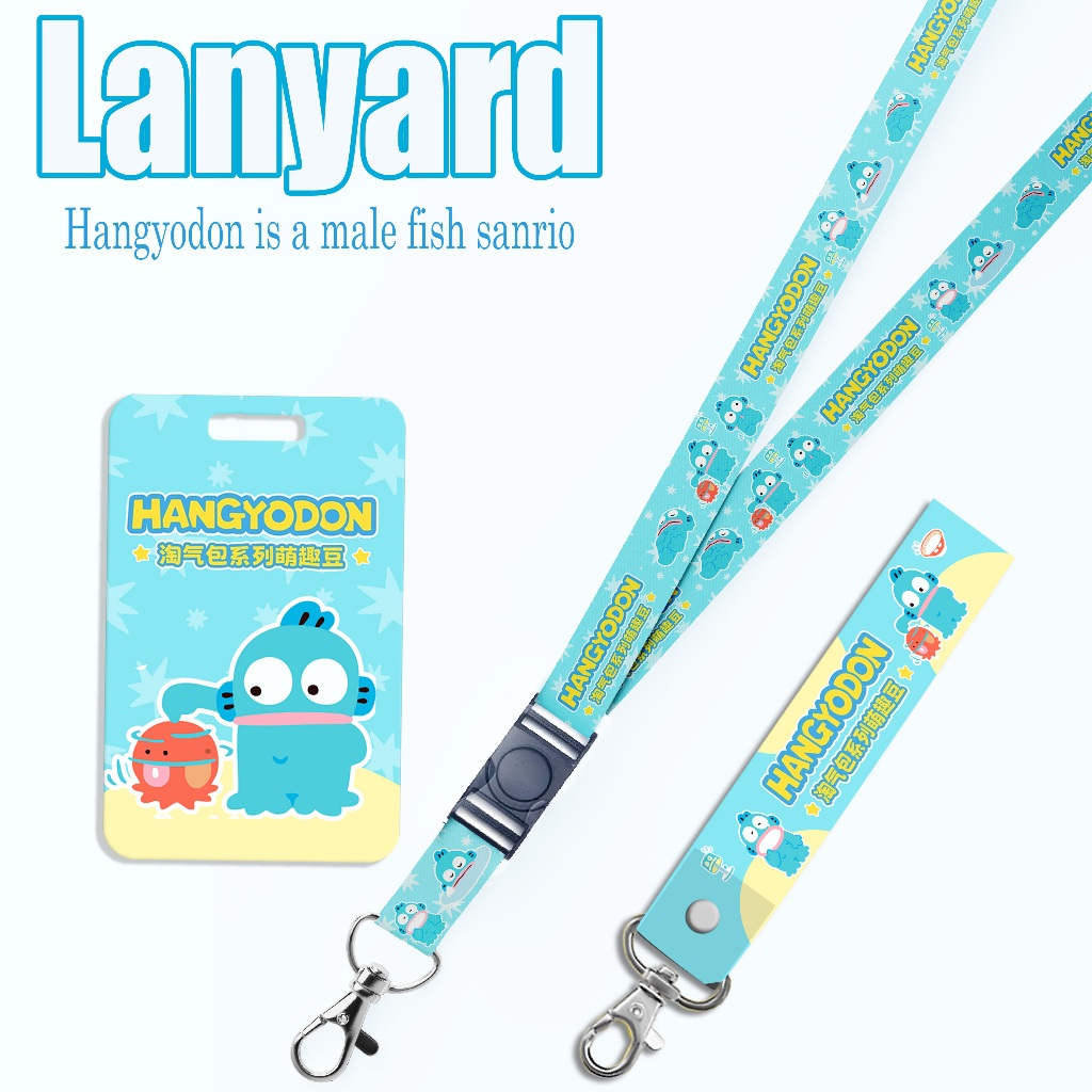 

STRAP LANYARD CARD HOLDER Hangyodon Fish Sanrio Gantungan Kunci - Tali Handphone - ID Card
