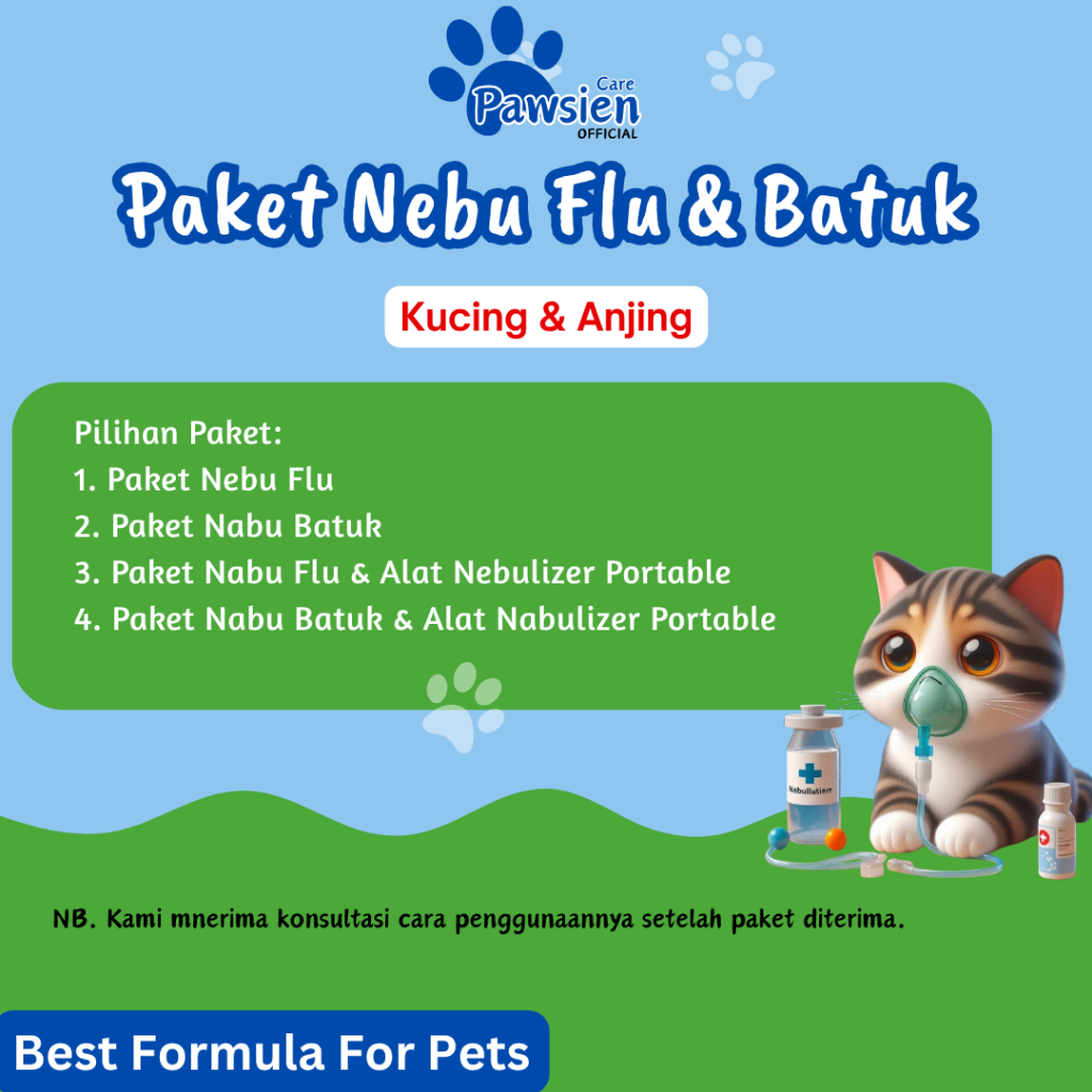Megumiyee_ Paket Obat Nebulizer Flu Kucing Anjing Alat Nebulizer Uap Portable Flu Gangguan