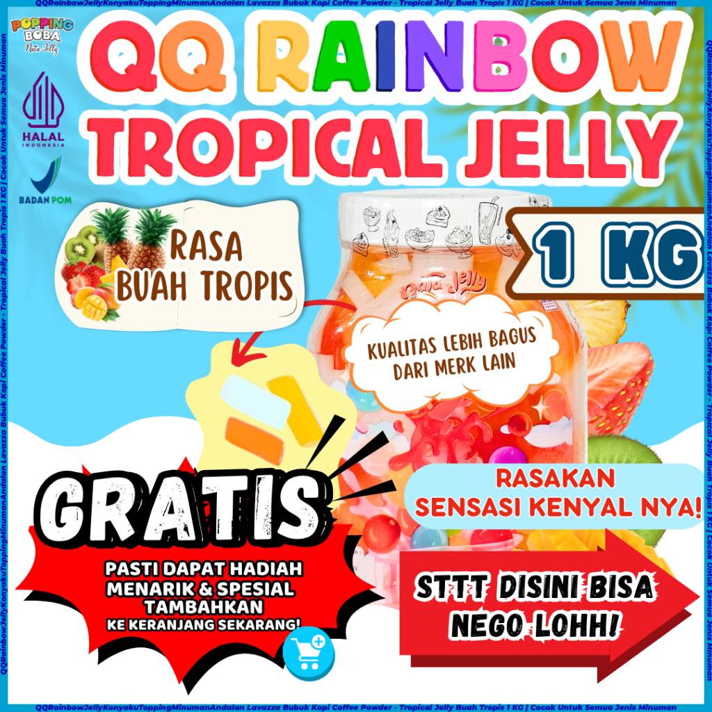 

QQRainbowJellyKonyakuToppingMinumanAndalan Lavazza Bubuk Kopi Coffee Powder - Tropical Jelly Buah Tropis 1 KG | Cocok Untuk Semua Jenis Minuman