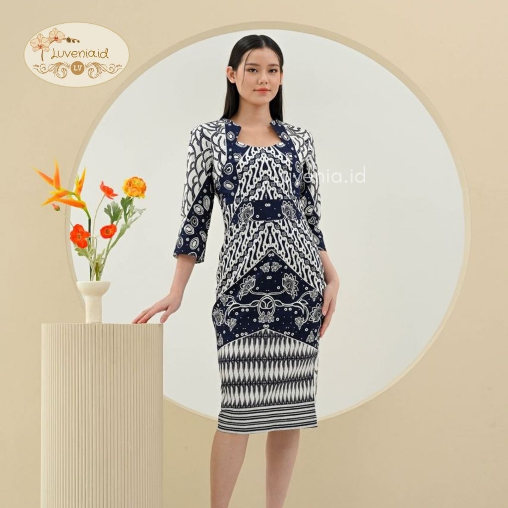 Dress Batik Wanita 322P HT - Batik Modern / Batik Couple / Batik Seragam / Batik Jumbo / Dress Moder