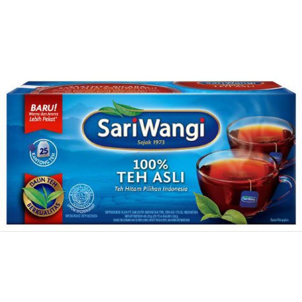 

SARIWANGI TEH ASLI ISI 25 | 100% TEH HITAM | TEH CELUP | DAUN TEH BERKUALITAS | ECER | GROSIR