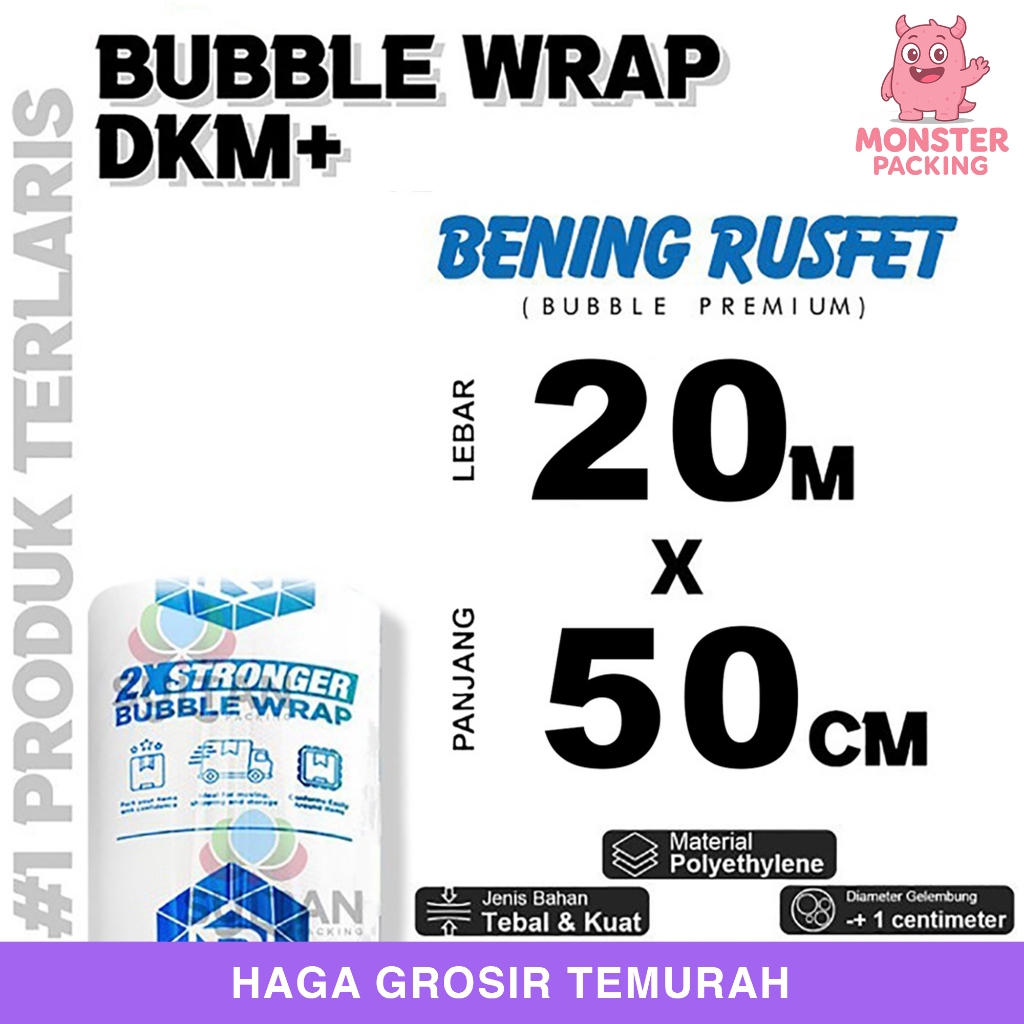 

Bubble Wrap 20cm x 50meter RUSFET BENING Bubblewrap TERMURAH / ROLL