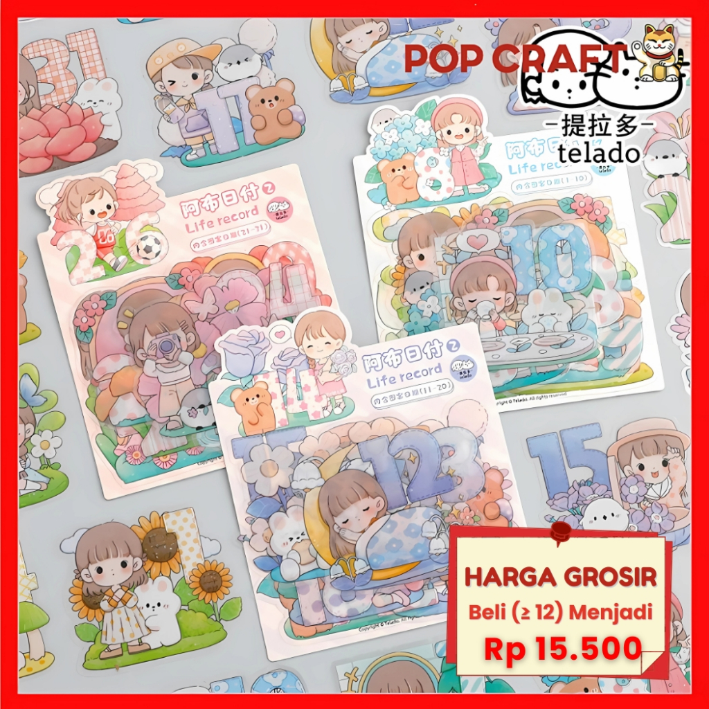 

PC Sticker Pack Stiker Dekor Jurnal Diary Motif Angka Life Record Day Stiker DIY Mainan Anak TLD24