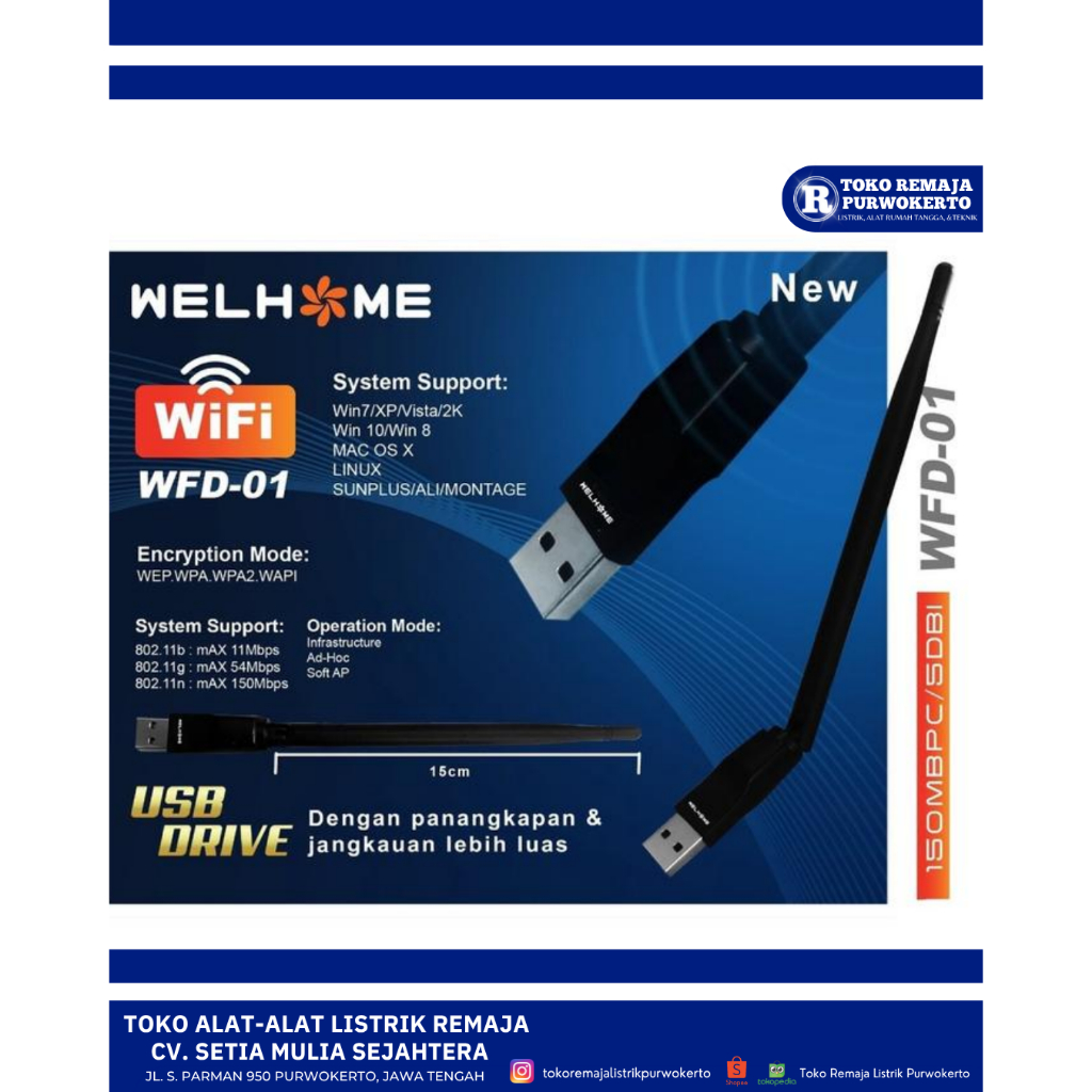 DONGLE STB WIFI UNIVERSAL USB DRIVE 150MBPS WELHOME