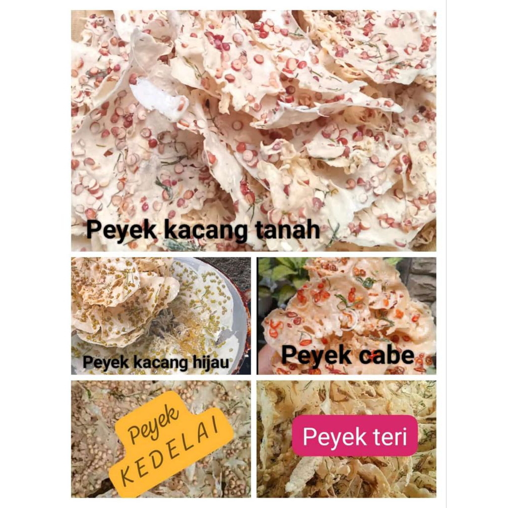 

peyek Jupe, varian kacang tanah, kedelai,kacang hijau,teri dan ebi