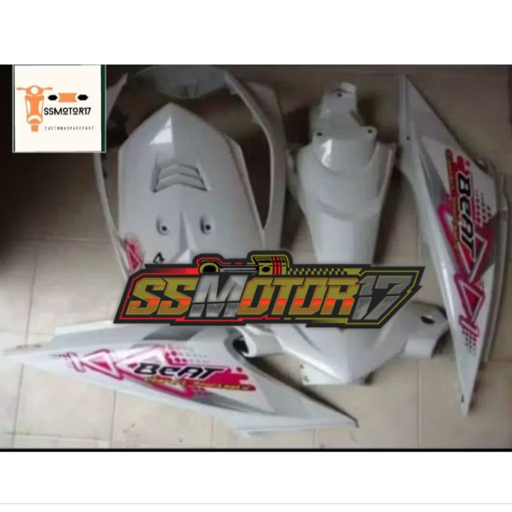 COVER BODY HALUS BEAT KARBU PUTIH PLUS STIKER
