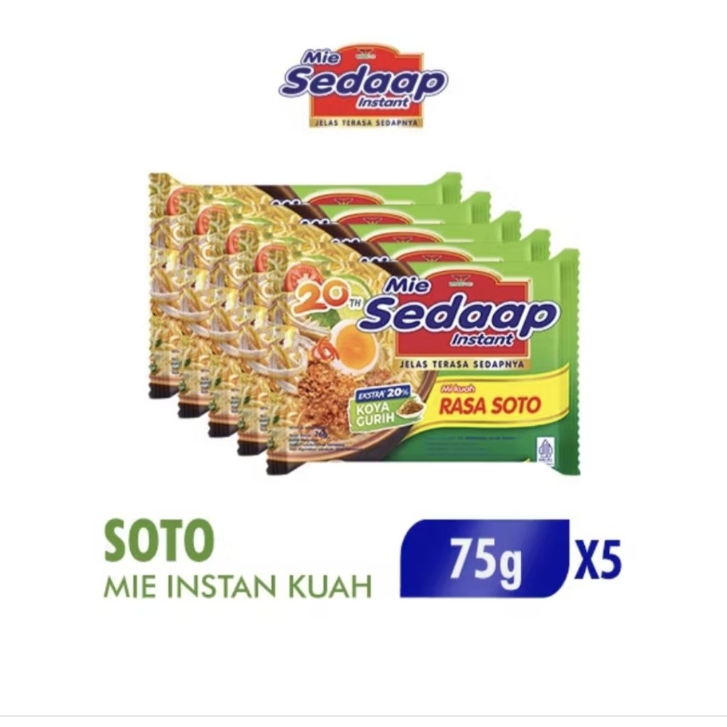 

Mie Sedaap Soto 76gr Isi 5pcs