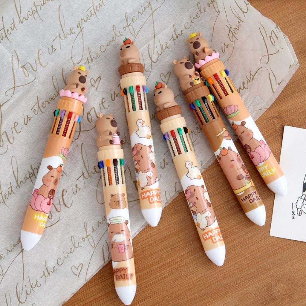 

pulpen capybara 10 warna, pulpen tekan multi fungsi banyak warna