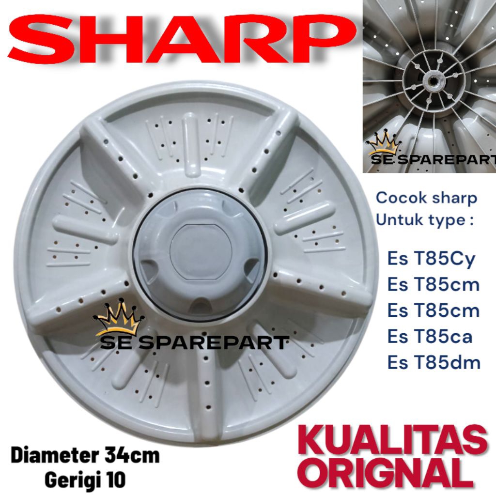 PULSATOR BALING BALING MESIN CUCI SHARP 2 TABUNG DIAMETER 34CM GERIGI 11 ES-T85DA ES-T85CM ES-T85CA 