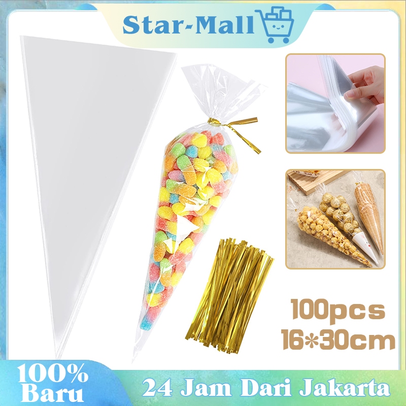

100Pcs Pipping Bag Plastik Segitiga Kecil Kantong Opp Roti Bag Buttercream