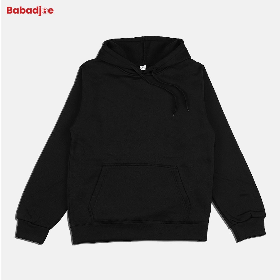 Hoodie Polos Hitam 280Gsm Bahan Cotton Fleece