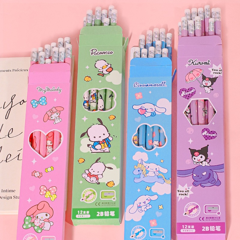 

3661 Pensil serut 2B isi 12 Karakter Sanri Kurmi - Stationery set perlengkapan anak sekolah - FREE RAUTAN