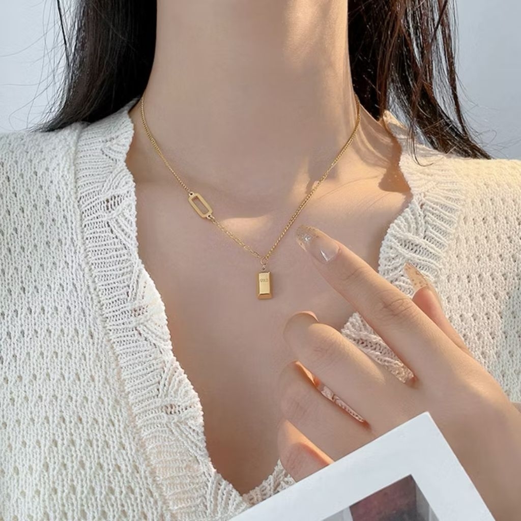 kalung titanium model emas