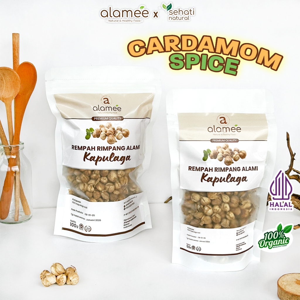 

ALAMEE Rempah Kapulaga Kering Lokal Cardamom Spice Rempah Rimpang Organik Alami 100gr