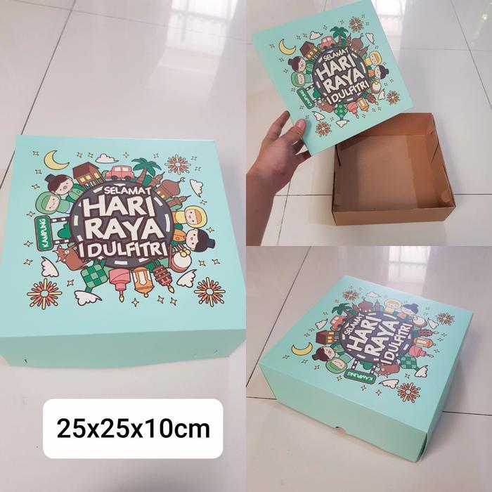 

Dus motif idul fitri hari raya kemasan marmer cake ukuran 25x25x10cm