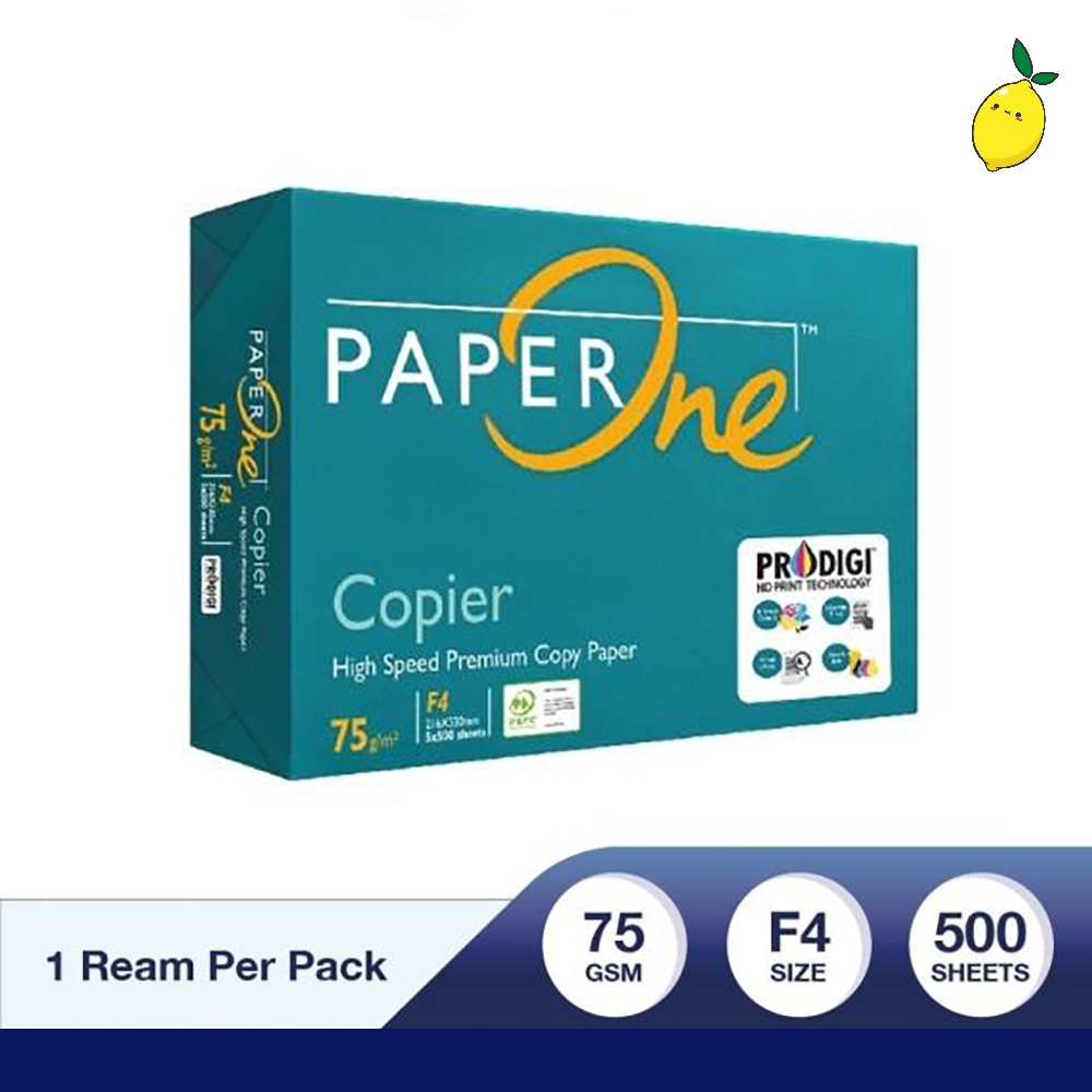 

PaperOne Kertas Fotocopy / HVS 75 GSM F4 1 Rim (500 Lembar) Kertas HVS