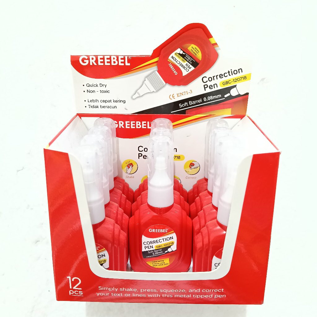

[1 Kotak] Tipex Cair GREEBEL KECIL GBC 120718 Correction Pen / Tipe Greebel