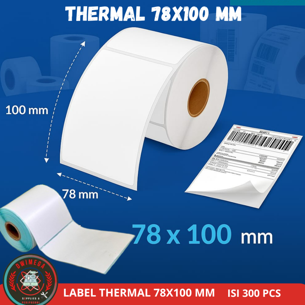 

Kertas Thermal Label/Stiker Thermal 78X100mm /80x100 Isi 300 PCS 1 LINE/ Label Resi Marketplace / PREMIUM HIGH QUALITY