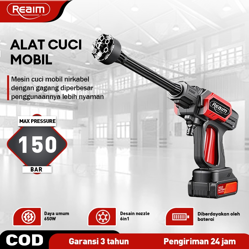 Reaim jet cleaner mesin semprotan Portable cuci mobil motor 150bar alat cuci motor semprotan kencang
