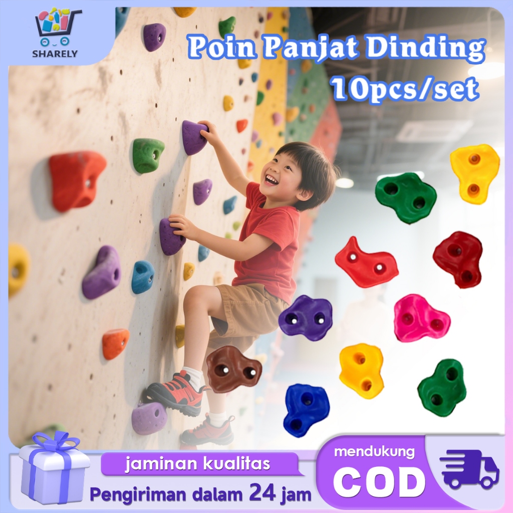 10pcs Point Panjat Tebing Anak Point Climbing Panjat Wall Climbing Holds Dengan Baut Papan Kayu