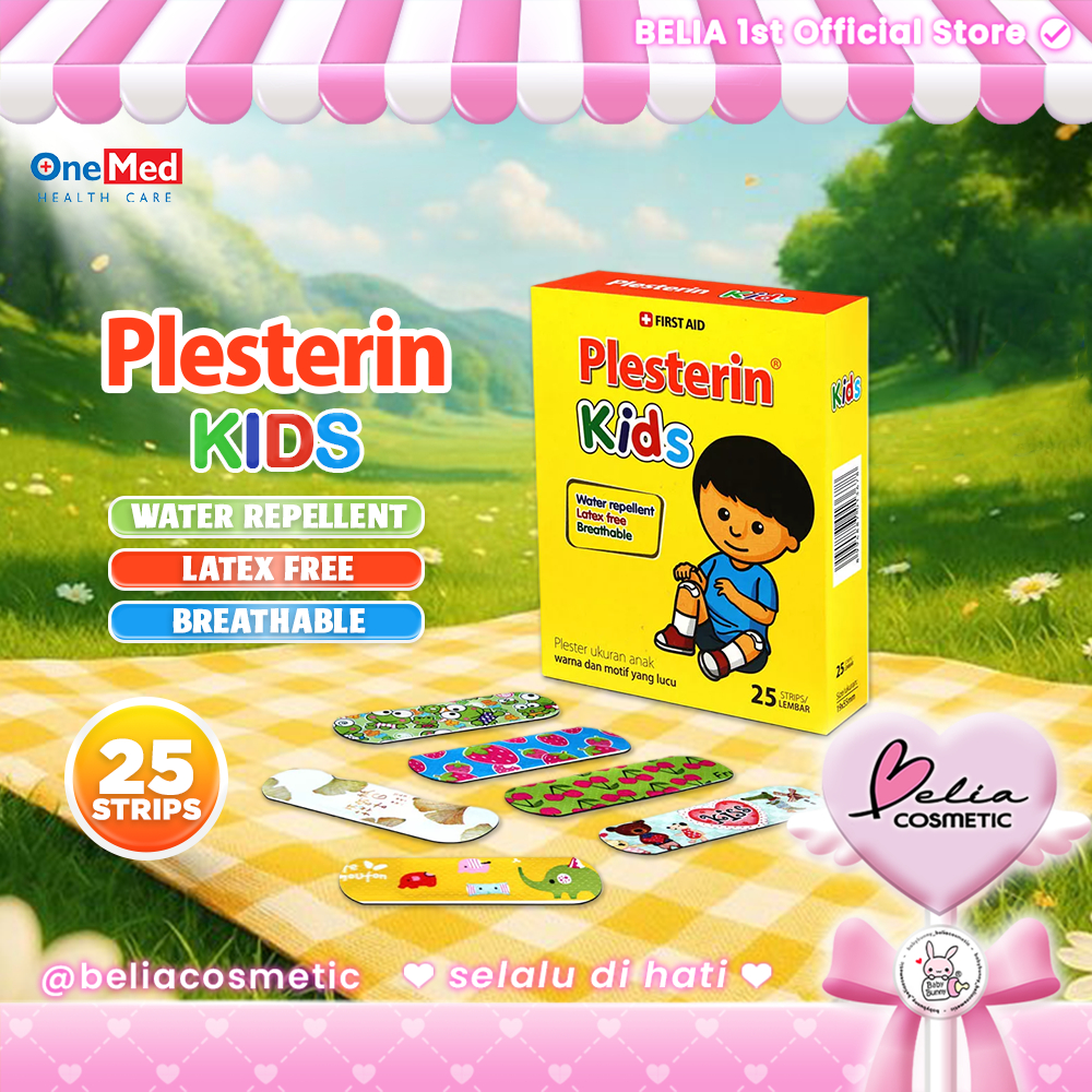 ❤ BELIA ❤ PLESTERIN Kids ONEMED Box Isi 25 Pcs | Plester untuk anak-anak dengan warna & motif lucu