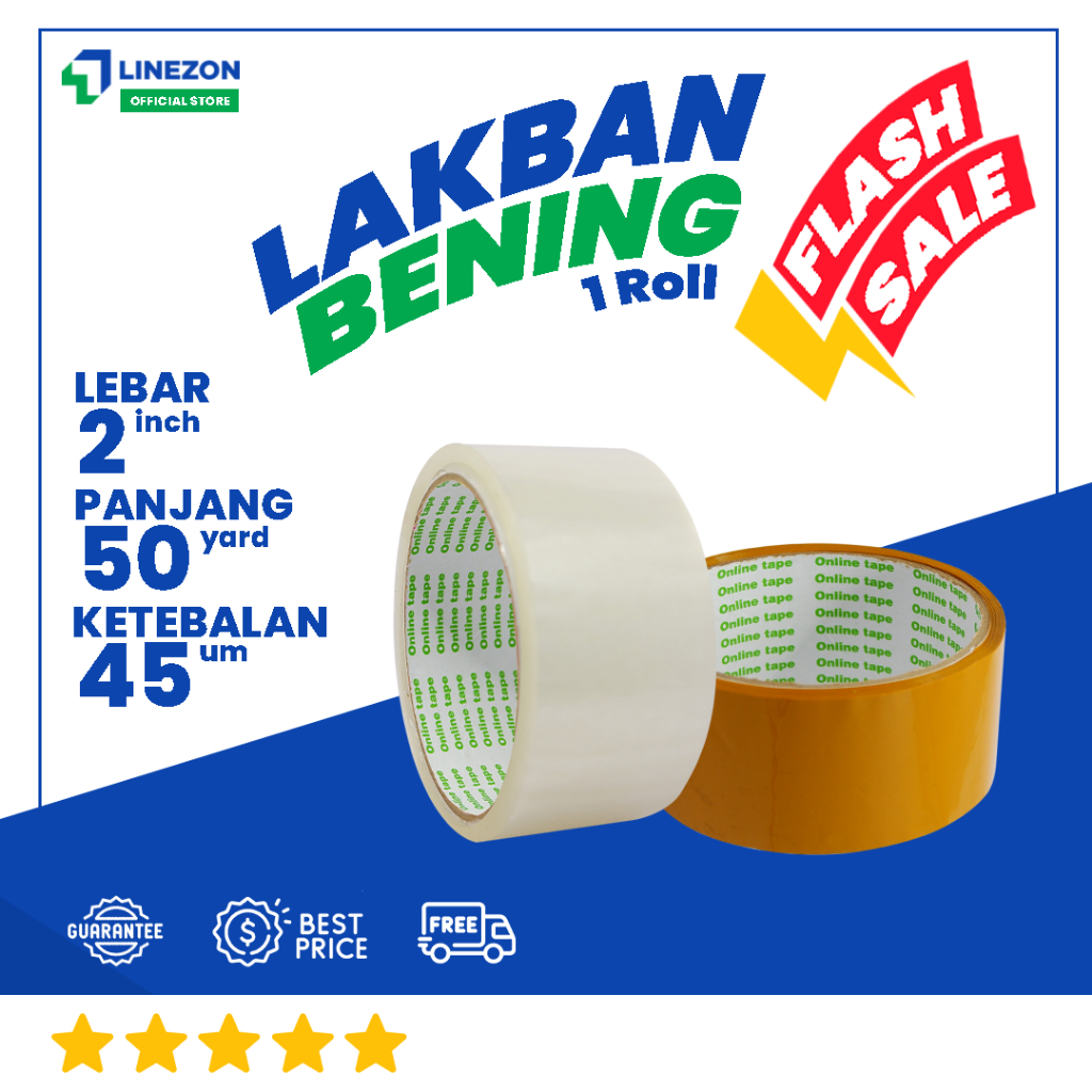 

Flash Sale 1 Pcs Lakban Bening 50 Yard 2 Inch / Lakban isolasi Merk Online Tape Termurah