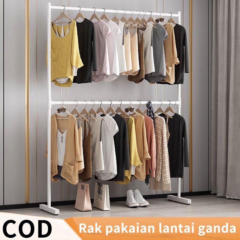 Rak Baju Gantung Berdiri 2 Susun Besi  Rak Pakaian Gantung Minimalis
