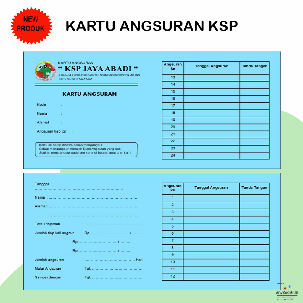 

ES88 KARTU ANGSURAN KSP