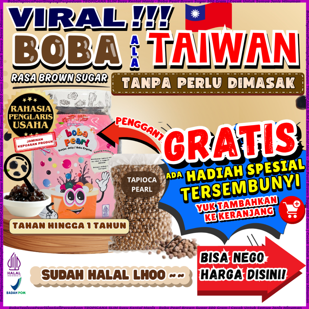 

BobaTapiocaPearlSiapSajiPerpaduan TROPICANA SLIM Susu Kental Manis - Boba Pearl Brown Sugar 500 Gram | Cocok Untuk Semua Jenis Minuman