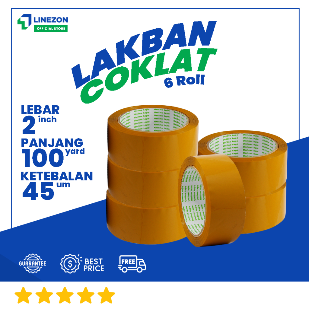 

Lakban Coklat 1 Pcs 100 Yard 2 Inch / Lakban isolasi Merk Online Tape Termurah