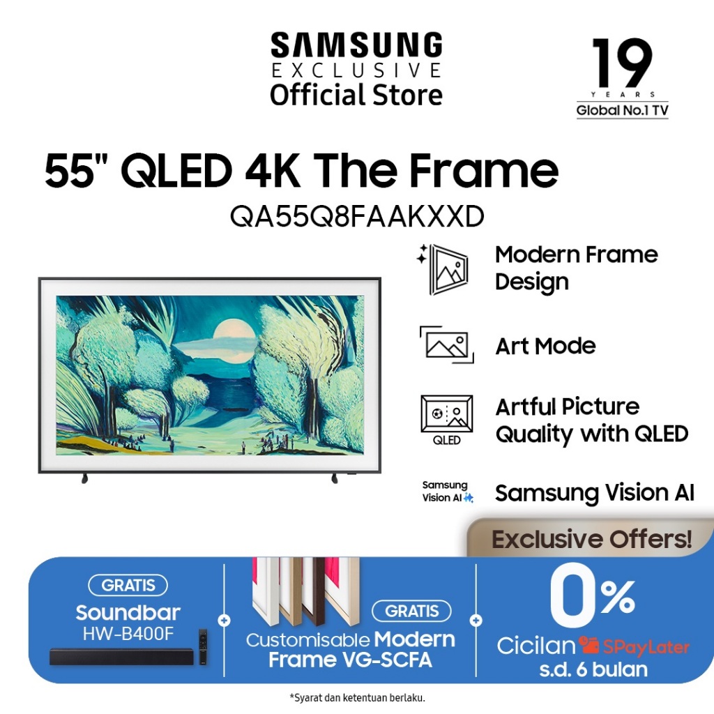 Samsung Smart TV 55" QLED 4K The Frame LS03 | Art Mode | Samsung Vision AI | QA55LS03FAKXXD