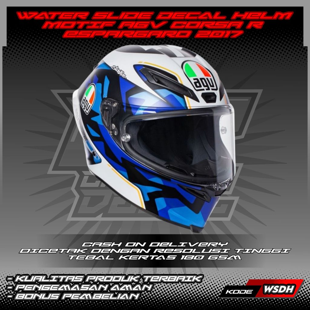 WATER SLIDE DECAL HELM MOTIF AGV CORSA R ESPARGARO 2017