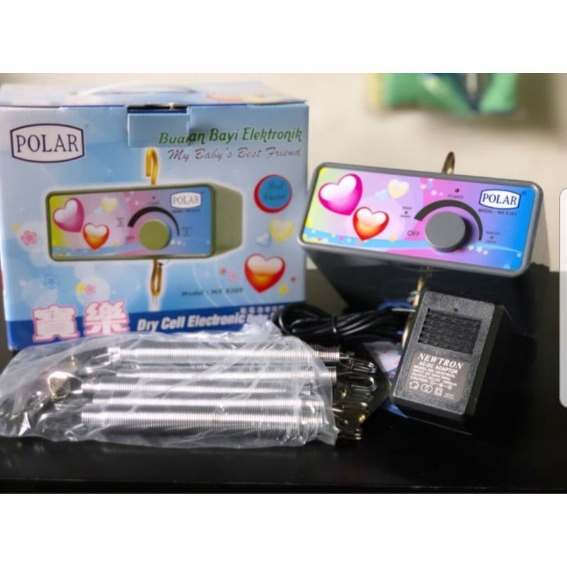 POLAR Mesin Ayunan Listrik (Basic)/Buaian Bayi/Komplit dengan Adaptor/Besi Pengait/Per 7 pcs